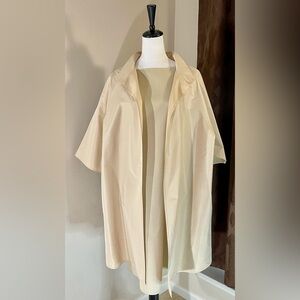 Zoran Vintage Designer 100% Silk Ivory Mid-Length Open Front Jacket Beautiful!
